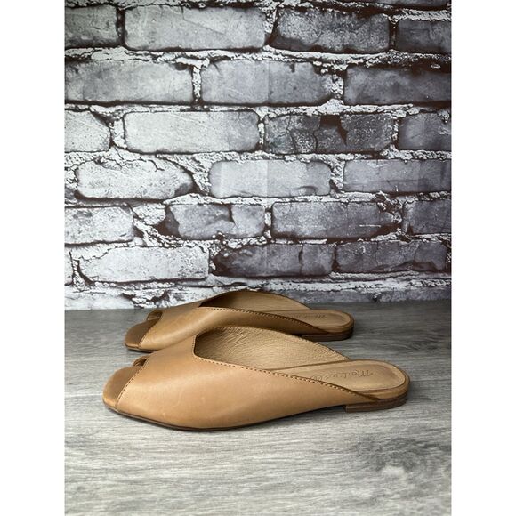 Madewell The Erica Peep-Toe Mule in English Saddle tan leather Flats Women 6.5M - Picture 16 of 16